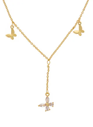 Necklace with dangling butterfly pendants 
