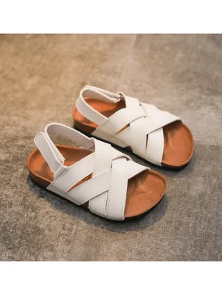 Boys Girls Anti Slide Sandals, Double Buckle Slip on Slide Sandals, Cork Slipper with Adjustable Straps for Little Kid/Big Kid 