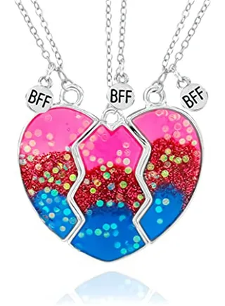 Heart BFF Necklace Friendship Necklaces Best Friends Forever Mermaid Tail Pendant Friendship Gifts for Girls Women 