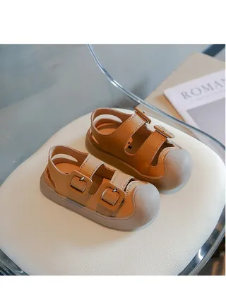 Children's Small And Medium-Sized Children's Headband Anti-Collision Sandals, Summer New Hollow Out Solid Color Sandals 