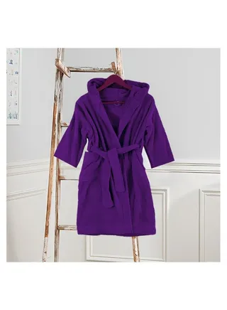 Daffodil (Purple) Premium 6 yr Kids Hooded Bathrobe Terry Cotton, Highly Absorbent and Quick dry, Hotel and Spa Quality Bathrobe for Boy and Girl-400 Gsm 