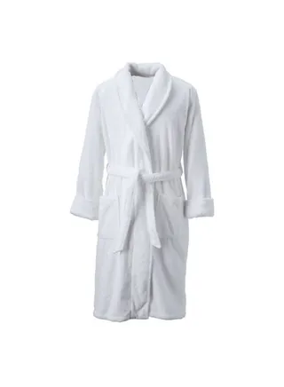 Cotton Bathrobe White Size XL With 2 Pockets, Belt And Shawl Collar 