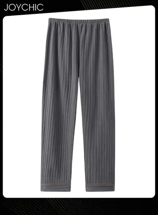 Men's Spring and Autumn Pajama Bottom Double-side Pure Cotton Skin-friendly Sleep Trousers Loose and Comfortable Home Pants with Pockets Dark Grey 