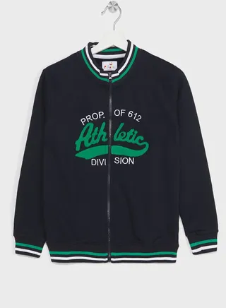 Boys Text Printed Baseball Jacket