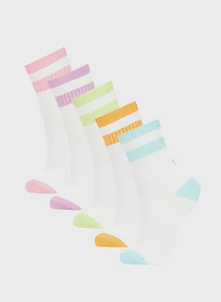 Girls Defacto Fit 5 Piece Cotton Long Socks 