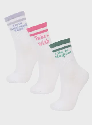 Girl 3 Piece Cotton Long Socks 