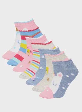 Girls 7-Pack Cotton Booties Socks 