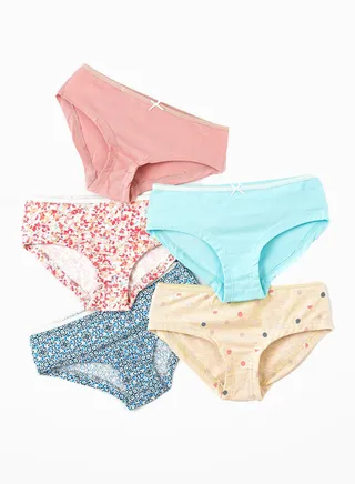 5 Pack Girls Briefs 95% Cotton 5% Elastane, Soft and Comfortable Underwear for Girls 