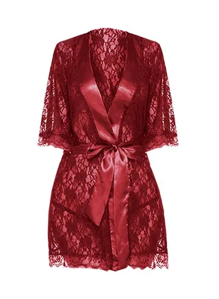 Womens XXL Size Robes Babydoll Robe Transparent Lace Deep V-Neck Short Lingerie Sleepwear Soft Kimono Bathrobe Dressing Gown Nightwear Red /XXL(bust 96-100/waist 80-84/hip 104-108) 