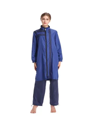 2-Piece Long Sleeve Swimsuit Bukinis Blue 