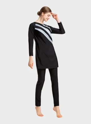 Burkini Swimsuits Set 3-Piece Swimwear Full Cover Loose Fit Swimming Cap Muslim Modest Long Sleeve Conservative Classic Islamic Sun Protection 