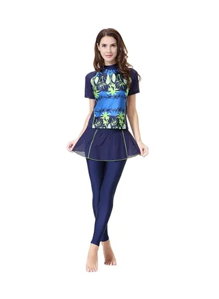 2-Piece Burkini Set Blue/Green 