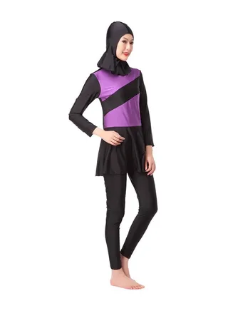 Islamic Swimwear Burkinis with Hijab Purple/Black 