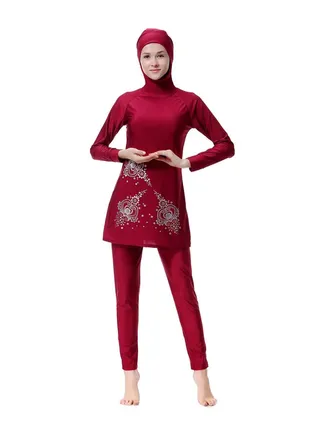 Conservative And Fashionable Burkinis Claret 