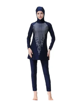 Conservative And Fashionable Burkinis Dark Blue 