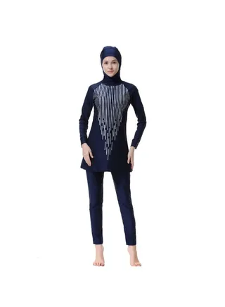 Conservative Fashionable All-Covering Burkinis Navy Blue 