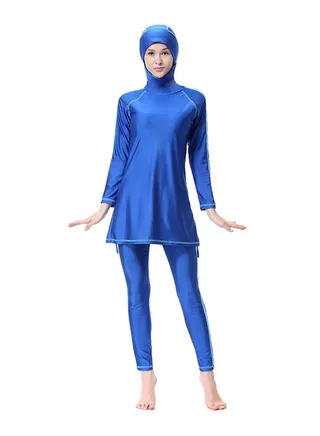 Sun Protection Conservative Swimwear Burkinis Blue 