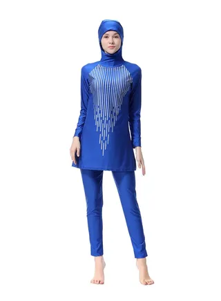 Conservative And Fashionable Burkinis Blue 
