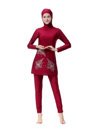 Conservative And Fashionable Burkinis Claret 
