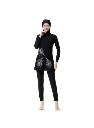 Conservative Fashionable All-Covering Burkinis Black 