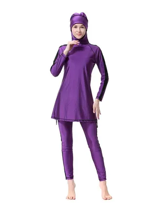 Sun Protection Conservative Swimwear Burkinis Purple 