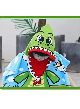 Beby Kids Bath Towel Fast Absorbent Bathrobe Cloak Can be Worn in All Seasons Suitable for Beach Swimming Bathing Cartoon Design Hooded Bath Towel 