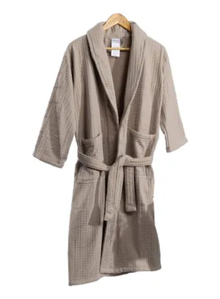 Spa Waffle Terry Reversible Bathrobe S/M, Brown – 450 GSM 