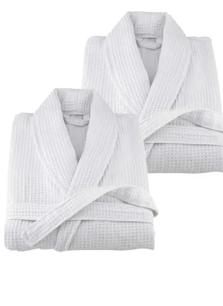 2 Pieces Plush And Absorbent Unisex  Bathrobe Standard Size 