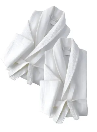 2 Pieces Plush And Absorbent Unisex  Bathrobe Standard Size 