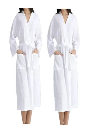 2 Pieces Hotel-Style Waffle  Bathrobe Standard Size 
