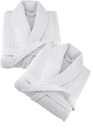 2 Pieces Unisex Spa Waffle Dressing Gown Standard Size 