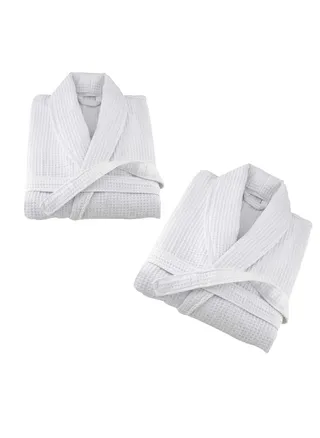 2 Pieces Soft Waffle  Bathrobe Standard Sizes 