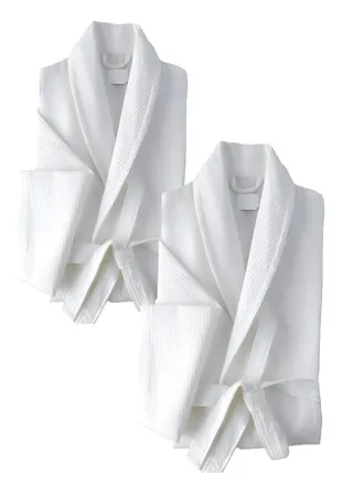 2 Pieces Unisex  Bathrobe Standard Size Plush And Absorbent Cloth 