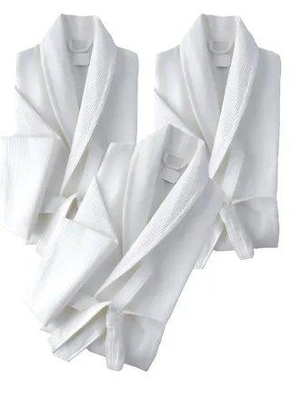 3 Pieces Lightweight Summer Fresh Cotton Unisex Spa  Bathrobe Standard Size 