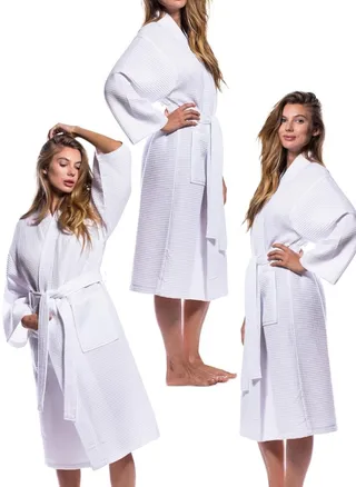 3 Pieces Ultra Absorbent Waffled  Bathrobe Standard Size 