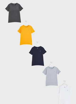 Logo Solid T-Shirts Pack Of 5