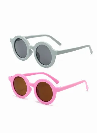 Kids Sunglasses, Retro Cute Round Sunglasses for Kids Girls Boys Sunnies UV400 Protection Sun Glasses, Flexible Frame for Girls Boys Age 2-10 Morandi Sunglasses Fashion Beach Holiday (Blue+Purple) 