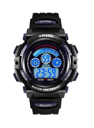 Kids' Water Resistant Rubber Digital Watch Smael-40-S-BLA-BLU 