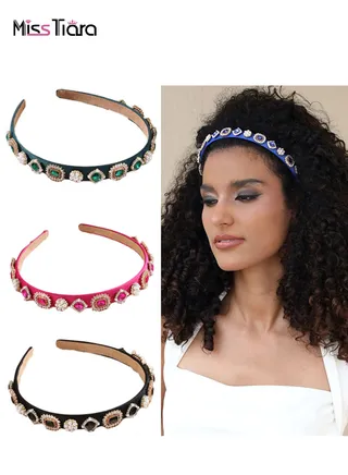 Fully Handmade Fashion Baroque Style Rhinestone Pearl Headband For Girls Ladies 