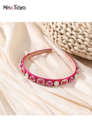 Fully Handmade Fashion Baroque Style Rhinestone Pearl Headband For Girls Ladies 