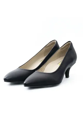Ecoflex Syndicate Lollypop Leather Ladies Stiletto Pump Low Heel Court Fashion Professional Office Shoes Black Color 