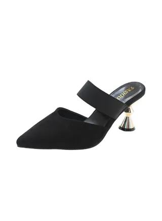 Womens Comfort Mules Sandals Every Day Mules Pointed Toe Casual Elegant Kitten Heeled Slip on Slipper Dress Shoes 