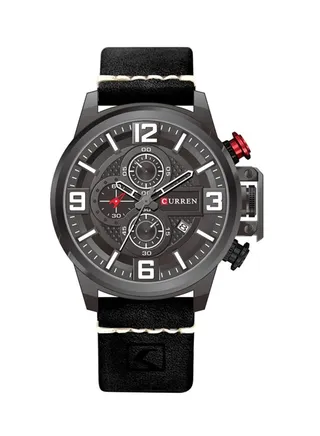 Boys' Leather Analog Wrist Watch WT-CU-8278-B - 48 mm -Black 