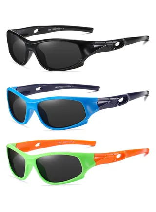 Flexible Kids Polarized Sunglasses, 3 Pack Unbreakable Sport Sunglasses for Boys and Girls, Ages 3-10 
