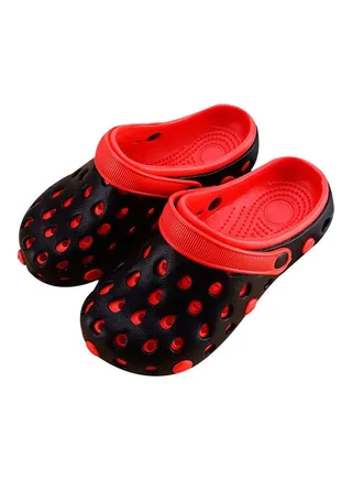 Summer Casual Closed Toe Multi Holes Anti-skid Sandals Black/Red 