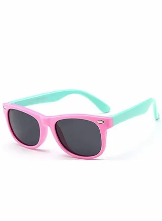 Kids Sunglasses, Rubber Flexible Frame Sunglasses Toddler Eyewears, Polarized Neon for Boys Girls of 3-10 Years Old, Birthday Party Beach Pool Supplies, Pink 