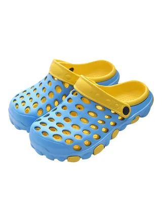 Multi Holes Anti-skid Outdoor Beach Sandals Light Blue/Yellow 