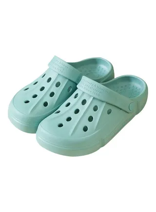 Pair Of Multi Holes Non Slip Sandals Dark Green 