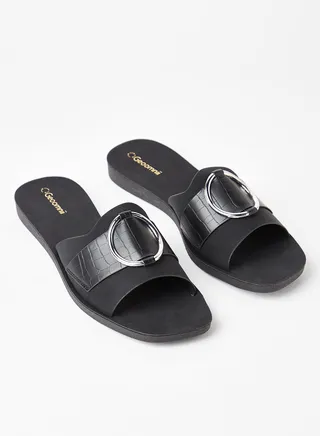 Comfortable Footbed Trendy Flat Sandals Rigi Black 