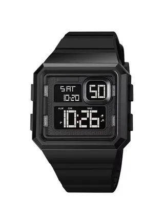 Silicone Band Outdoor Sports Multifunction Alarm 5Bar Waterproof Digital Wrist Watch For Boy's 1877 Black 